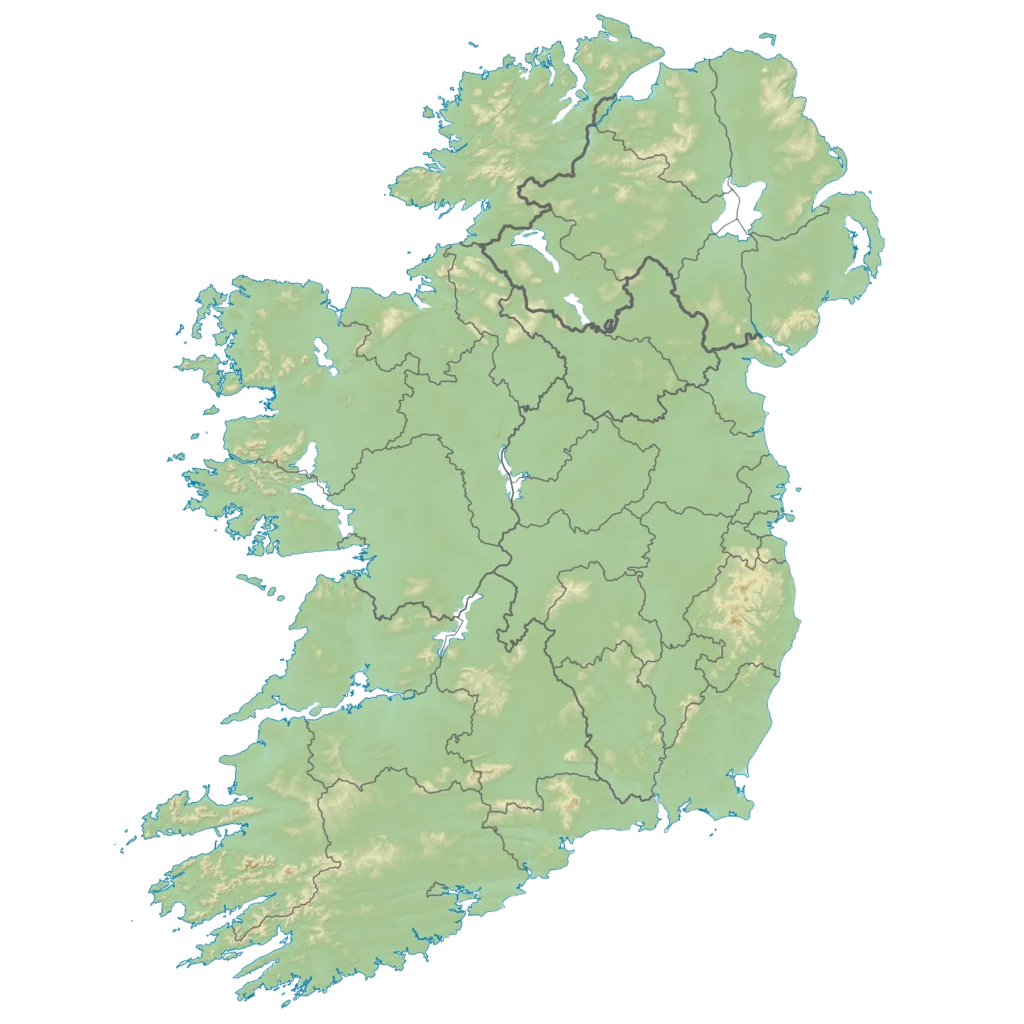 Map of Ireland with transparent background